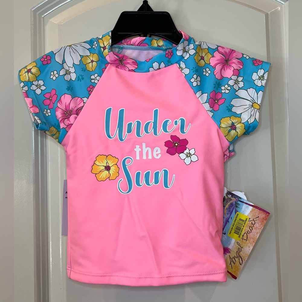 Angel Beach Short sleeve rash guard & bikini bottoms swimsuit NWT SIZE 4 - Picture 3 of 11